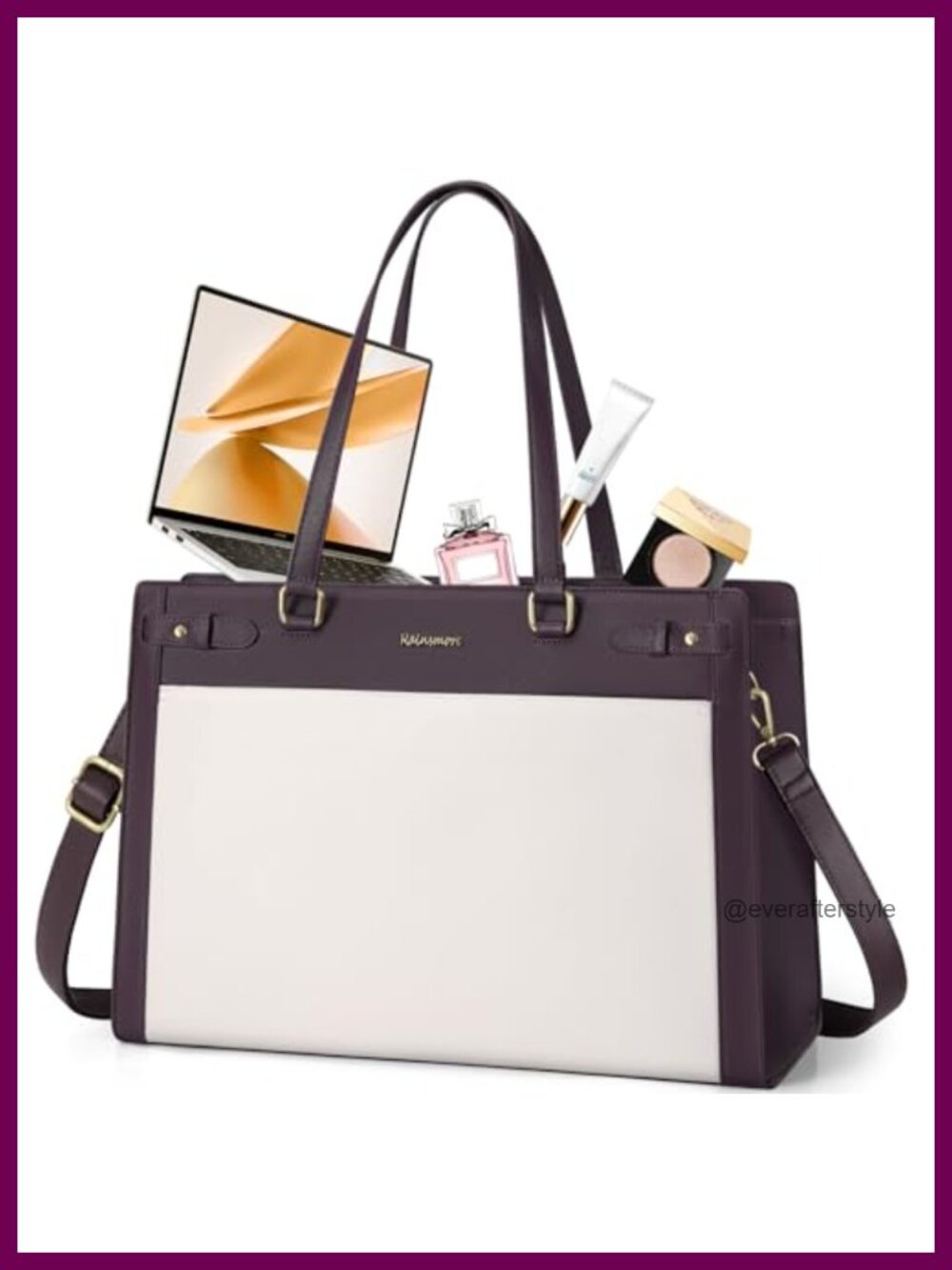 Laptop Tote Bag 15.6 Inch PU Vegan Leather Work Briefcase Waterproof